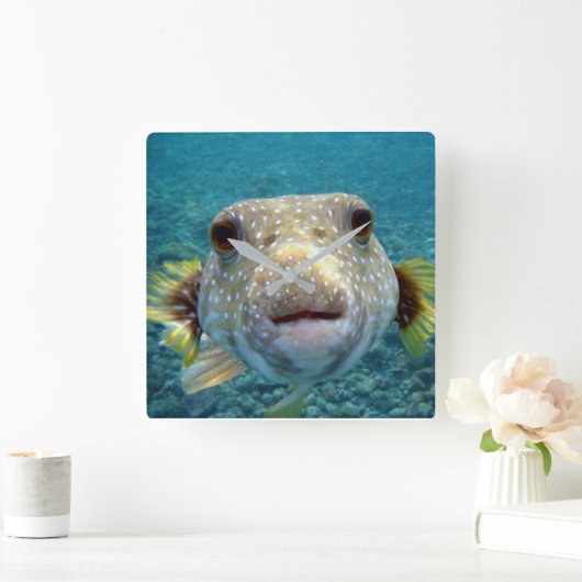 ***PUFFER FISH** FUN CLOCK VIERKANTE KLOK (Huis)
