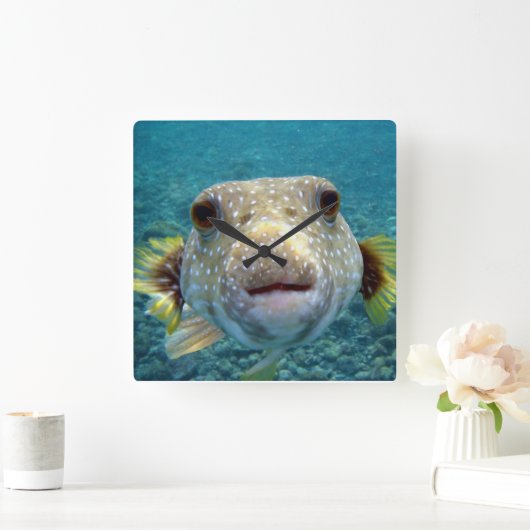 ***PUFFER FISH** FUN CLOCK VIERKANTE KLOK (Huis)