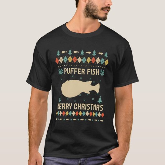 Puffer Fish Funny Ugly Sweater Retro voor C T-shirt (Voorkant)