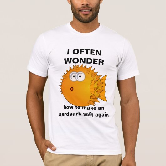 Puffer fish - grappige verhalen - aardvark weer za t-shirt (Voorkant)