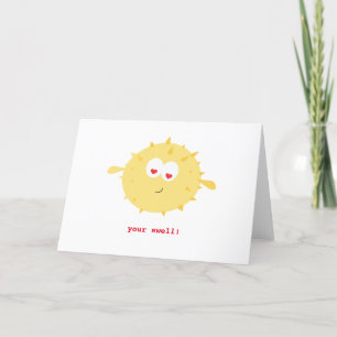Puffer Fish Je handmatige Valentijnsdag kaart