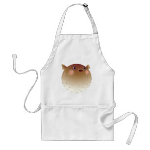 Puffer fish white standaard schort