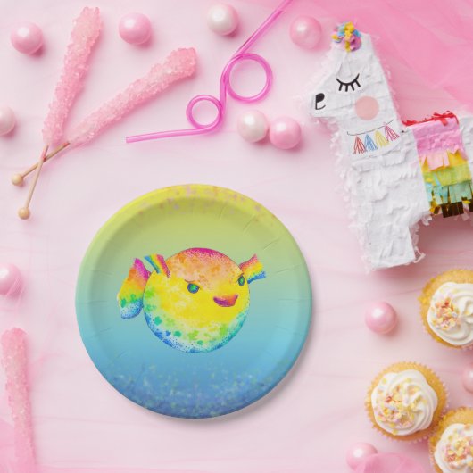 Puffer-vis Papieren Bordje (Feest)