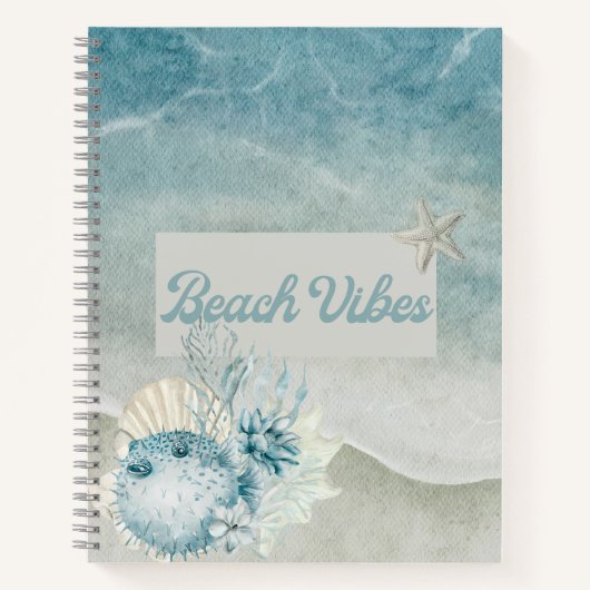 Pufferfish Beach Theme Spiral Notitieboek (Voorkant)