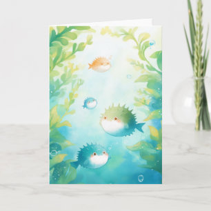 Pufferfish Family Drifting in het Kelp Forest Kaart