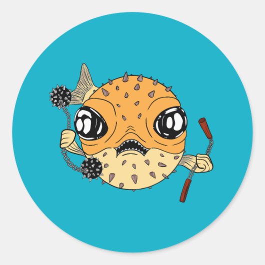 Pufferfish Ronde Sticker (Voorkant)