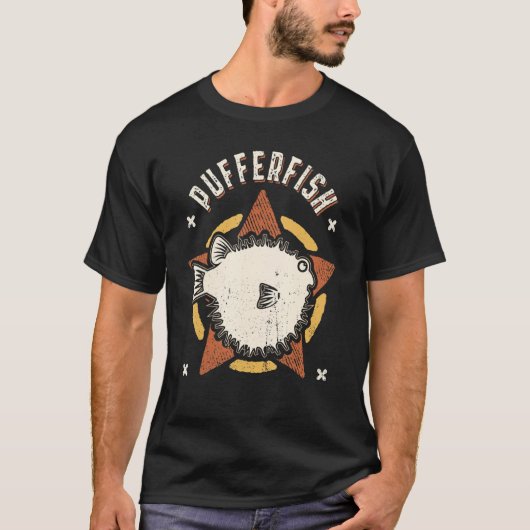 Pufferfish Vintage Retro Classic Animal T-shirt (Voorkant)