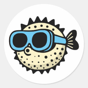 Puffervis Ronde Sticker