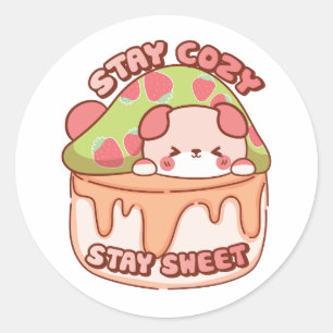 Puffi blijft gezellig ronde sticker
