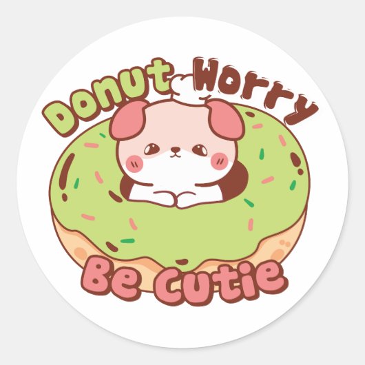 Puffi Donut Worry Ronde Sticker (Voorkant)