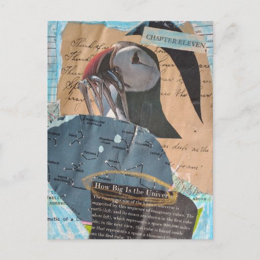 Puffin and Fish Chapter Eleven Mixed Media Collage Briefkaart (Voorkant)