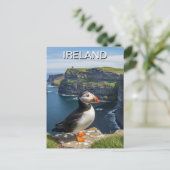 Puffin bij Cliffs of Mother Ireland Travel Briefkaart (Staand voorkant)
