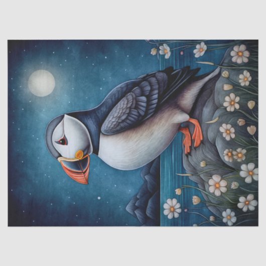 Puffin Bird Boho Mystieke Kunst Tissuepapier (Voorkant)