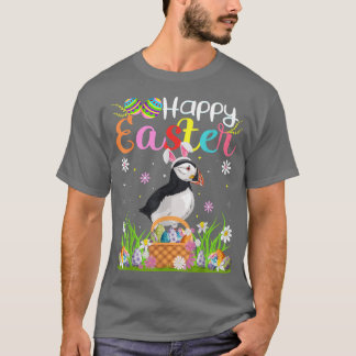 Puffin Bird Bunny Egg Hunting Funny Puffin Happy E T-shirt