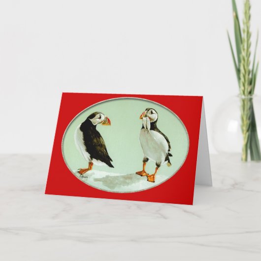 Puffin Bird Comical Art Cadeaus Feestdagen Kaart (Voorkant)