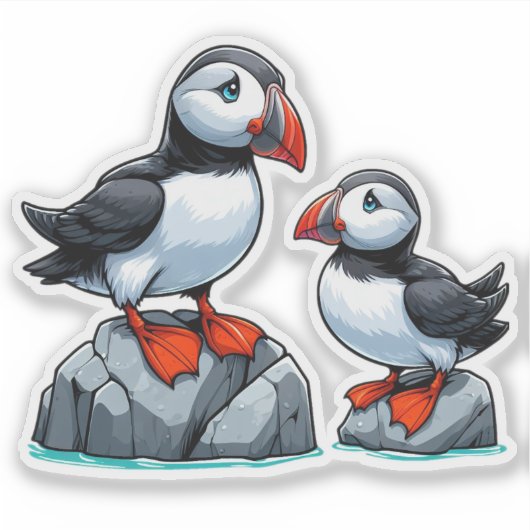 Puffin bird Custom-Cut Vinyl Sticker (Voorkant)