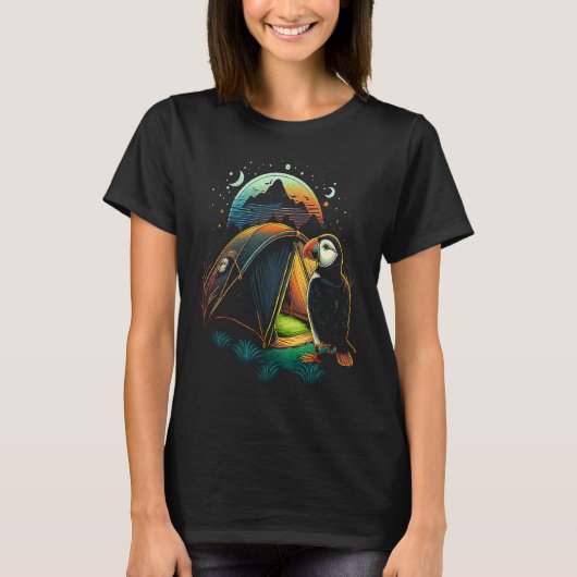 Puffin Bird in Camping  Penguin T-shirt (Voorkant)