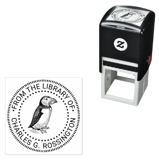 Puffin Bird  Tekenbibliotheek Boeknaam Zelfinktende Stempel (In situ)