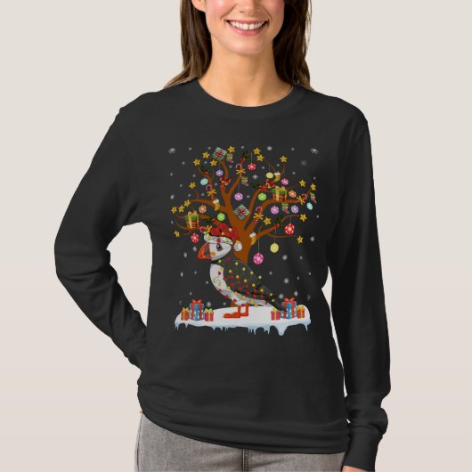 Puffin Bird Xmas Lighting Tree Santa Puffin Christ T-shirt (Voorkant)