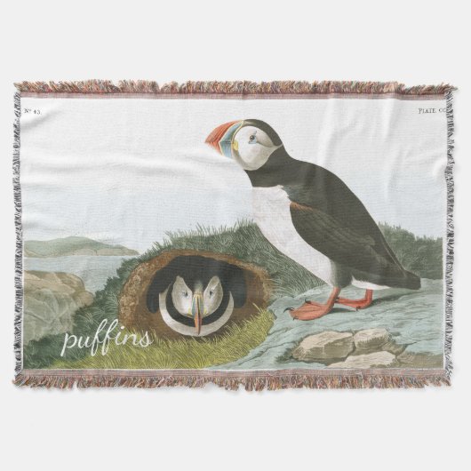 Puffin Birds Audubon Wildlife Throw Blanket Deken (Voorkant)