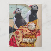 Puffin Birds on the Brain Surreal mixed media  Briefkaart (Voorkant)