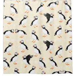 Puffin Birds Pattern Douchegordijn
