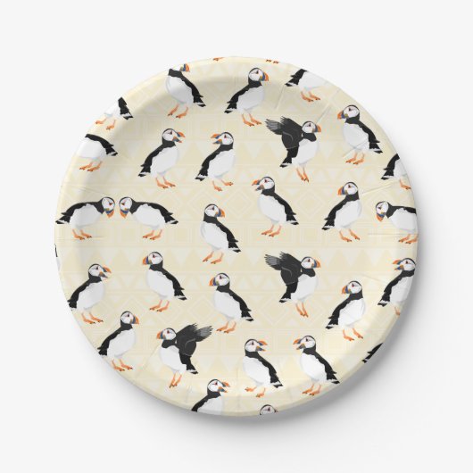 Puffin Birds Pattern Papieren Bordje (Voorkant)