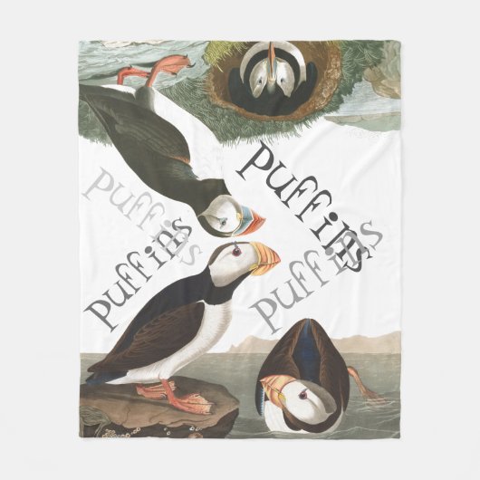 Puffin Birds Wilde Dieren Vluchten Blanket Fleece Deken (Voorkant)