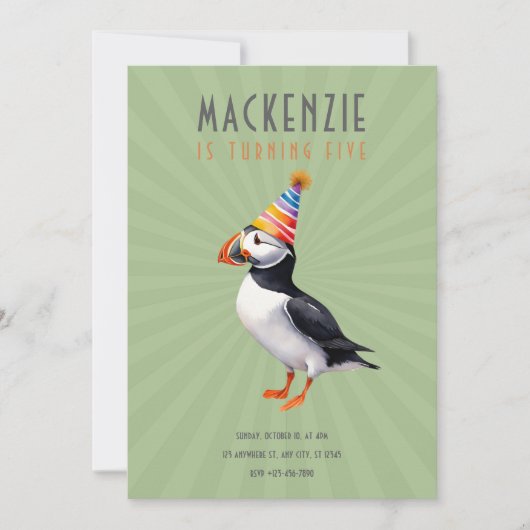 Puffin Birthday Invitation Kaart (Voorkant)