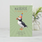 Puffin Birthday Invitation Kaart (Staand voorkant)