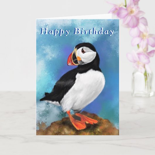 Puffin Birthday Kaart (Orchidee)