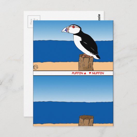 Puffin-cartoon Briefkaart (Voorkant / Achterkant)