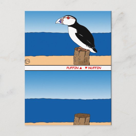 Puffin-cartoon Briefkaart (Voorkant)