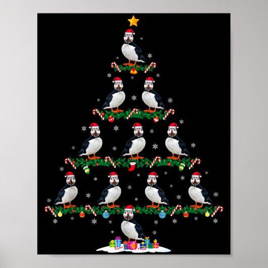 Puffin Christmas Tree Pajama Men Women Kids Ugly X Poster (Voorkant)