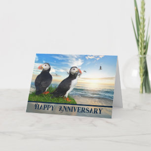 Puffin Couple Jubileum Kaart