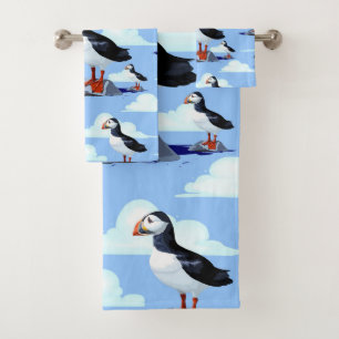 Puffin Cute Atlantic Seabird Bad Handdoek