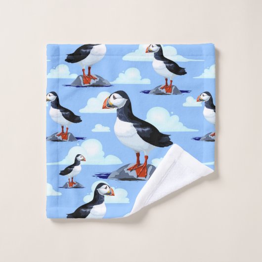 Puffin Cute Atlantic Seabird Bad Handdoek (Wasdoekje)
