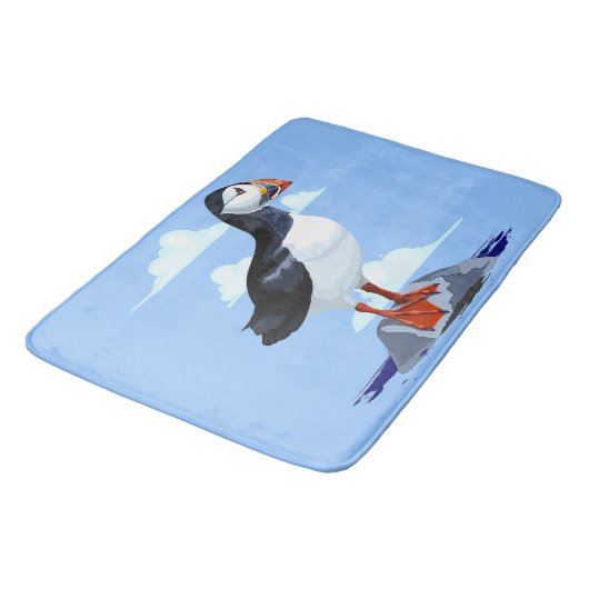 Puffin Cute Atlantic Seabird Badmat (Gekanteld)