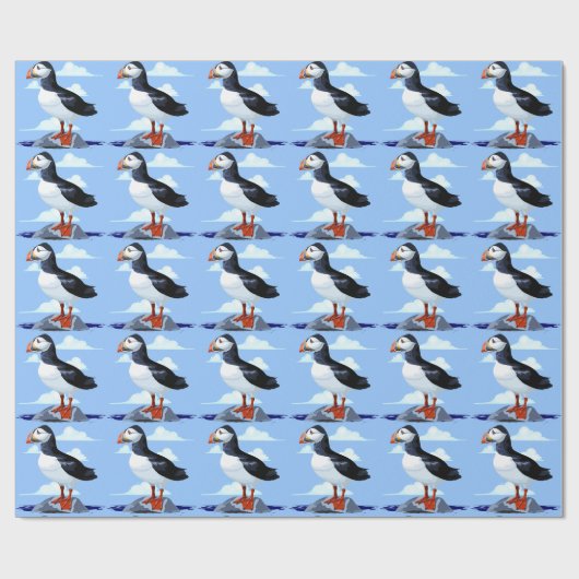 Puffin Cute Atlantic Seabird Cadeaupapier (Vlak)