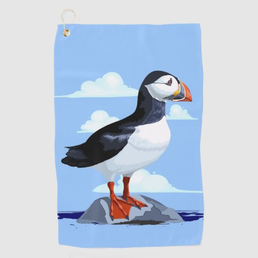 Puffin Cute Atlantic Seabird Golfhanddoek (Voorkant)