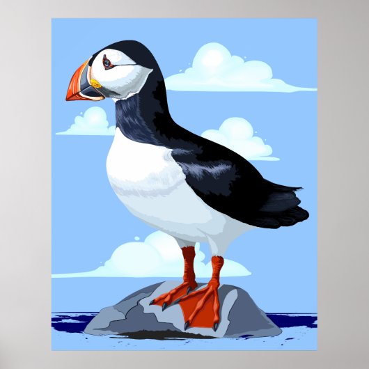 Puffin Cute Atlantic Seabird Poster (Voorkant)