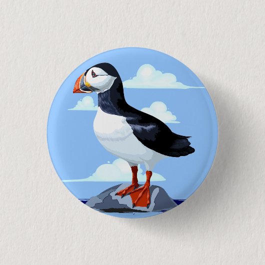 Puffin Cute Atlantic Seabird Ronde Button 3,2 Cm (Voorkant)