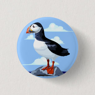 Puffin Cute Atlantic Seabird Ronde Button 3,2 Cm