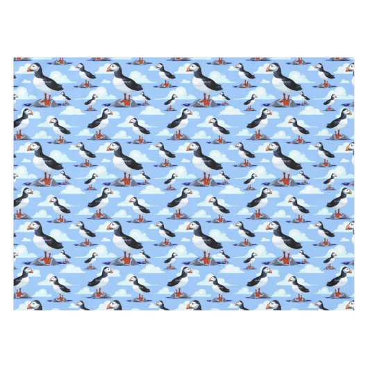 Puffin Cute Atlantic Seabird Tafelkleed (Voorkant (Horizontaal))
