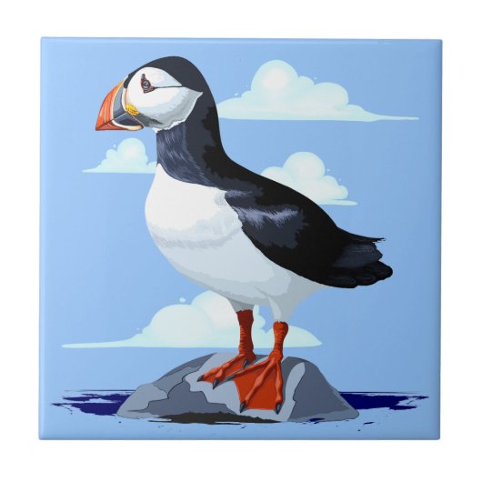 Puffin Cute Atlantic Seabird Tegeltje (Voorkant)