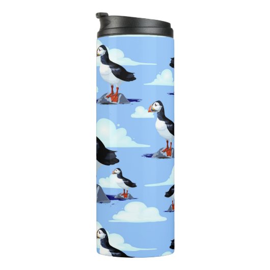 Puffin Cute Atlantic Seabird Thermosbeker (Geroteerd rechts)