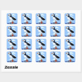 Puffin Cute Atlantic Seabird Vierkante Sticker (Vel)