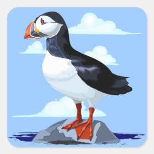Puffin Cute Atlantic Seabird Vierkante Sticker