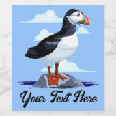 Puffin Cute Atlantic Seabird Wijn Etiket (Enkel label)