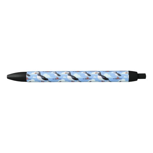 Puffin Cute Atlantic Seabird Zwarte Inkt Pen (Voorkant)
